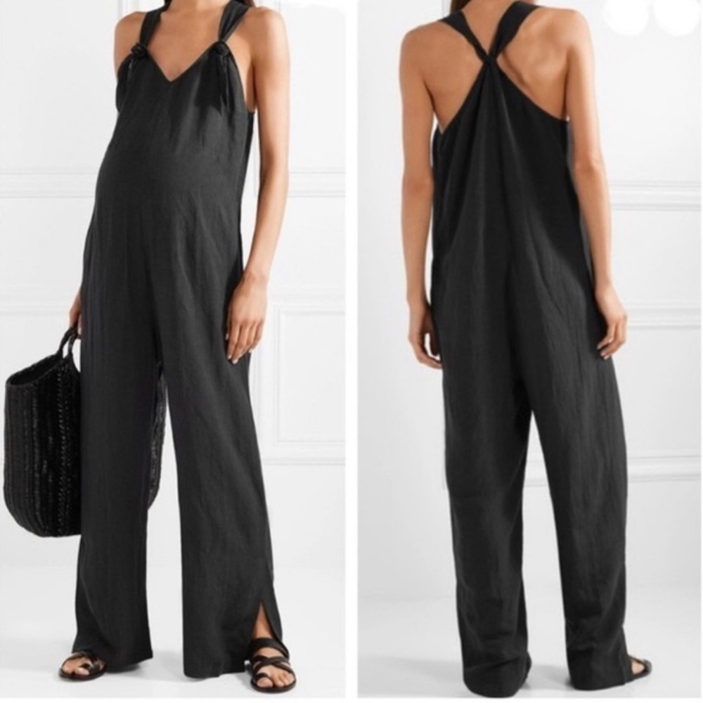Hatch Maternity NOA Linen Blend Jumpsuit 0 XS
